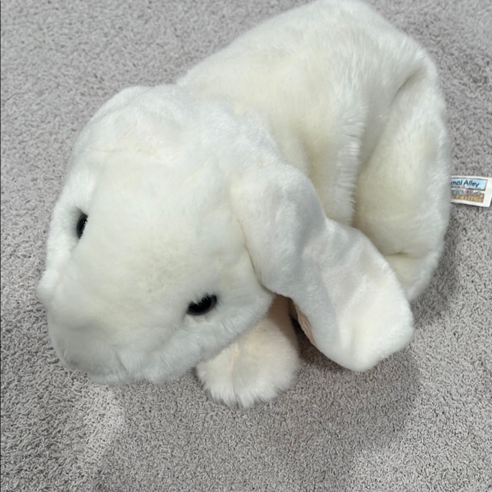 White Plush Bunny Toy with Floppy Ears